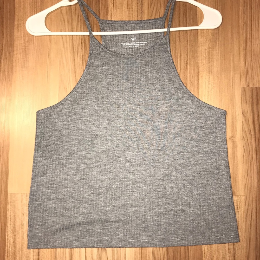 Grey Halter Crop Top